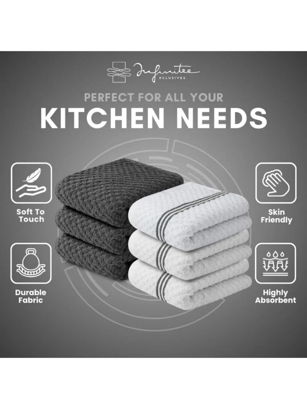 Ultra Soft 100% Cotton Kitchen Towels - 15x25 Inch Super Absorbent Dish Towels